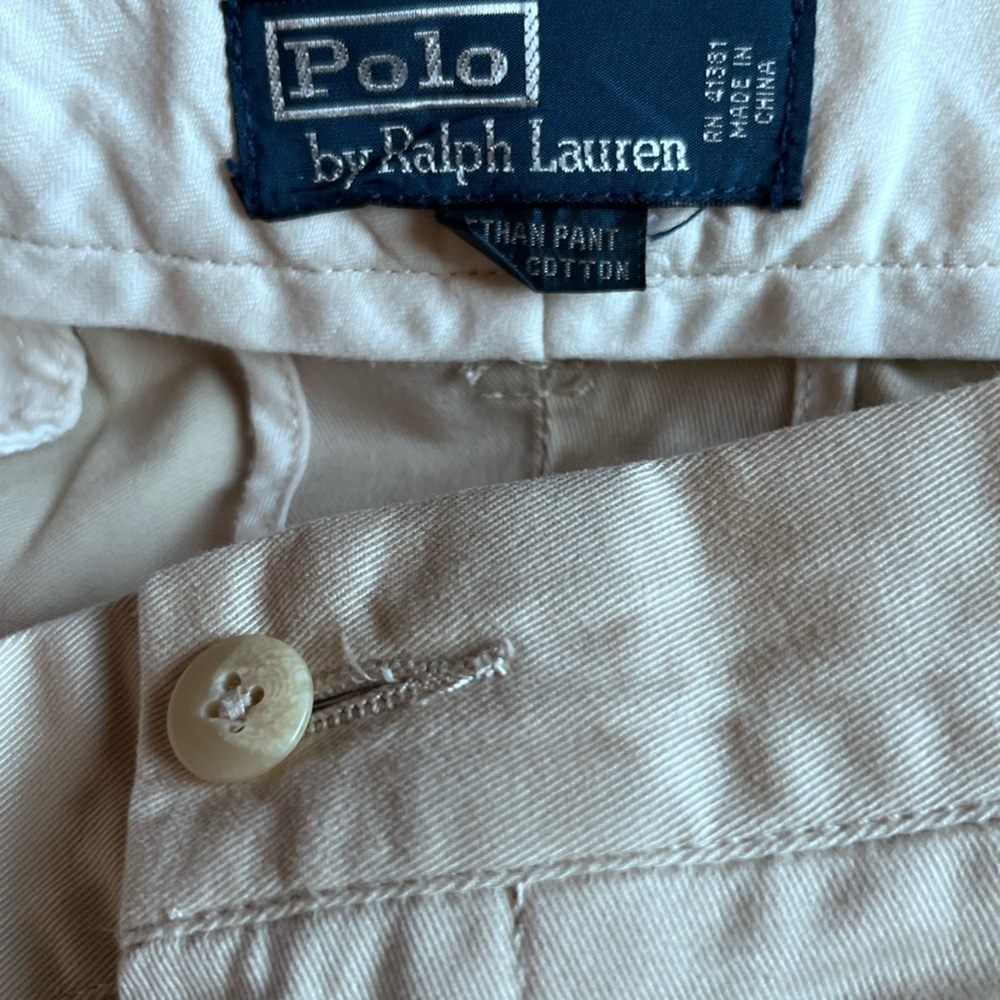Men Polo Ralph Lauren Ethan Pant Tan Preppy Chino Khaki 100% Cotton 38x32 - Picture 3 of 5